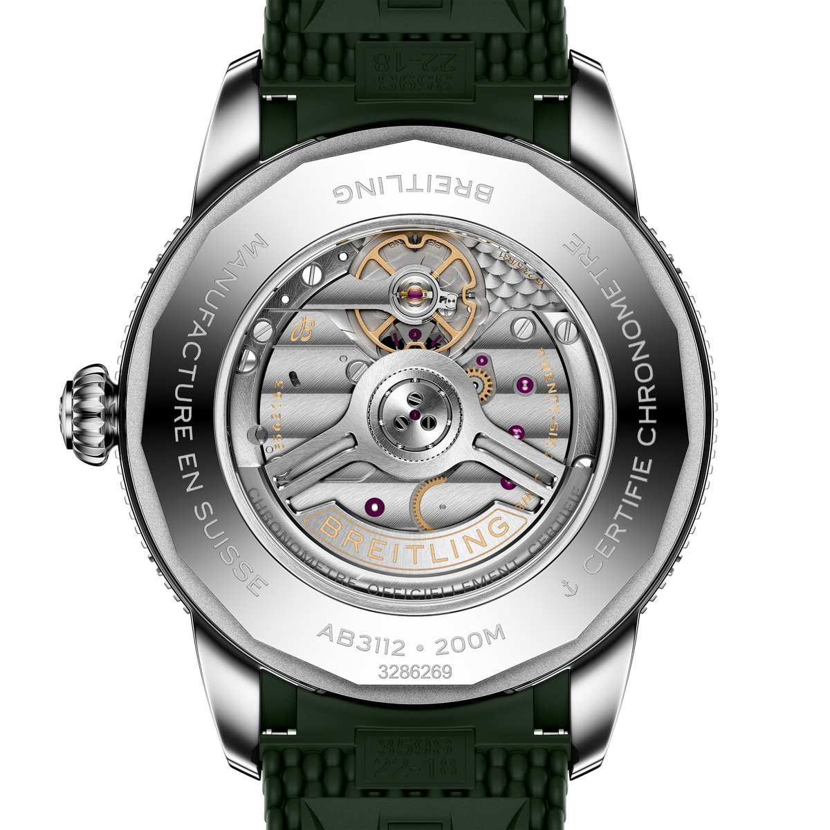 BRT Superocean Heritage B31 Automatic 44 Watch with Green Mesh Rubber Strap